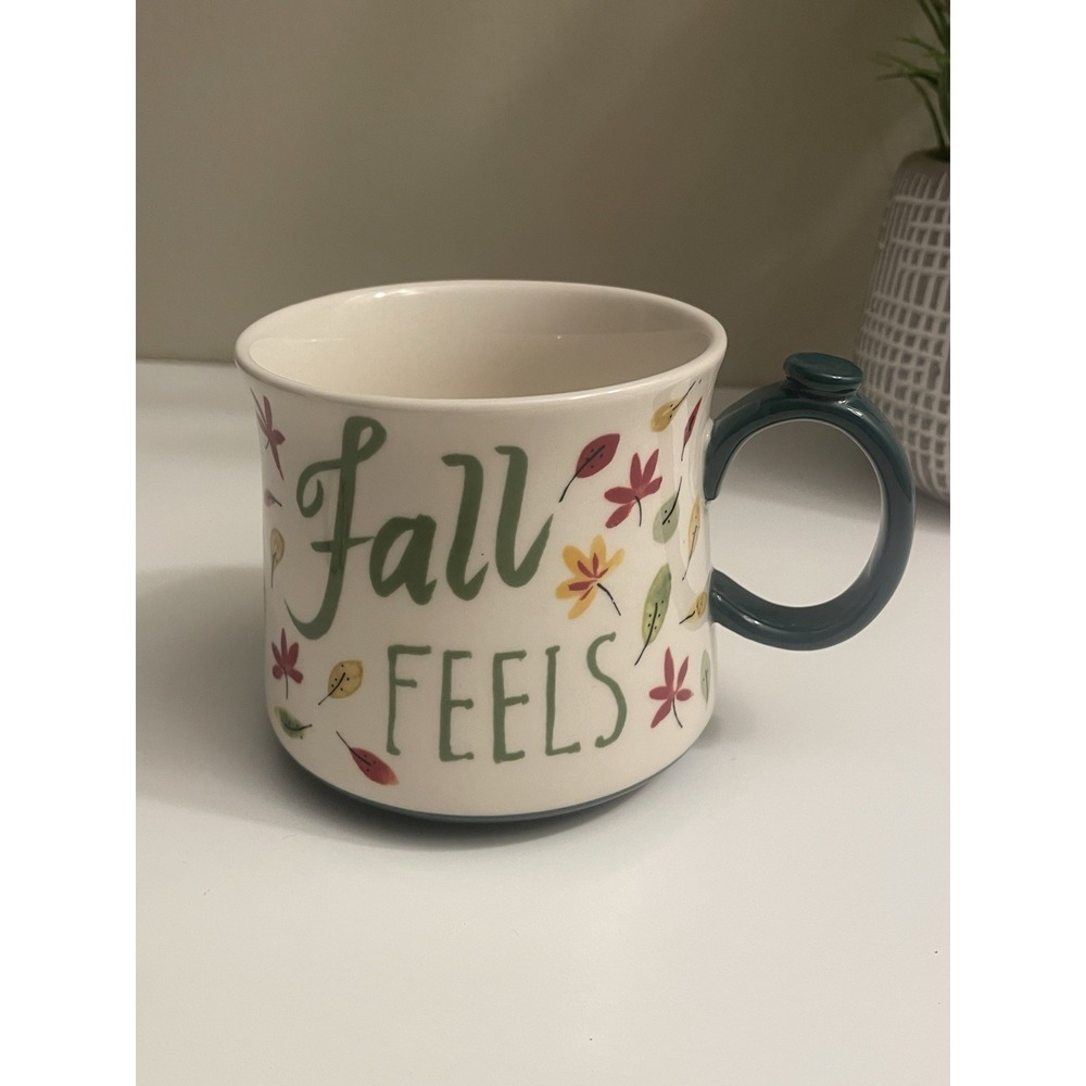 Anthropologie Fall Feels Ceramic Coffee Mug Fall Floral Nature Decorated